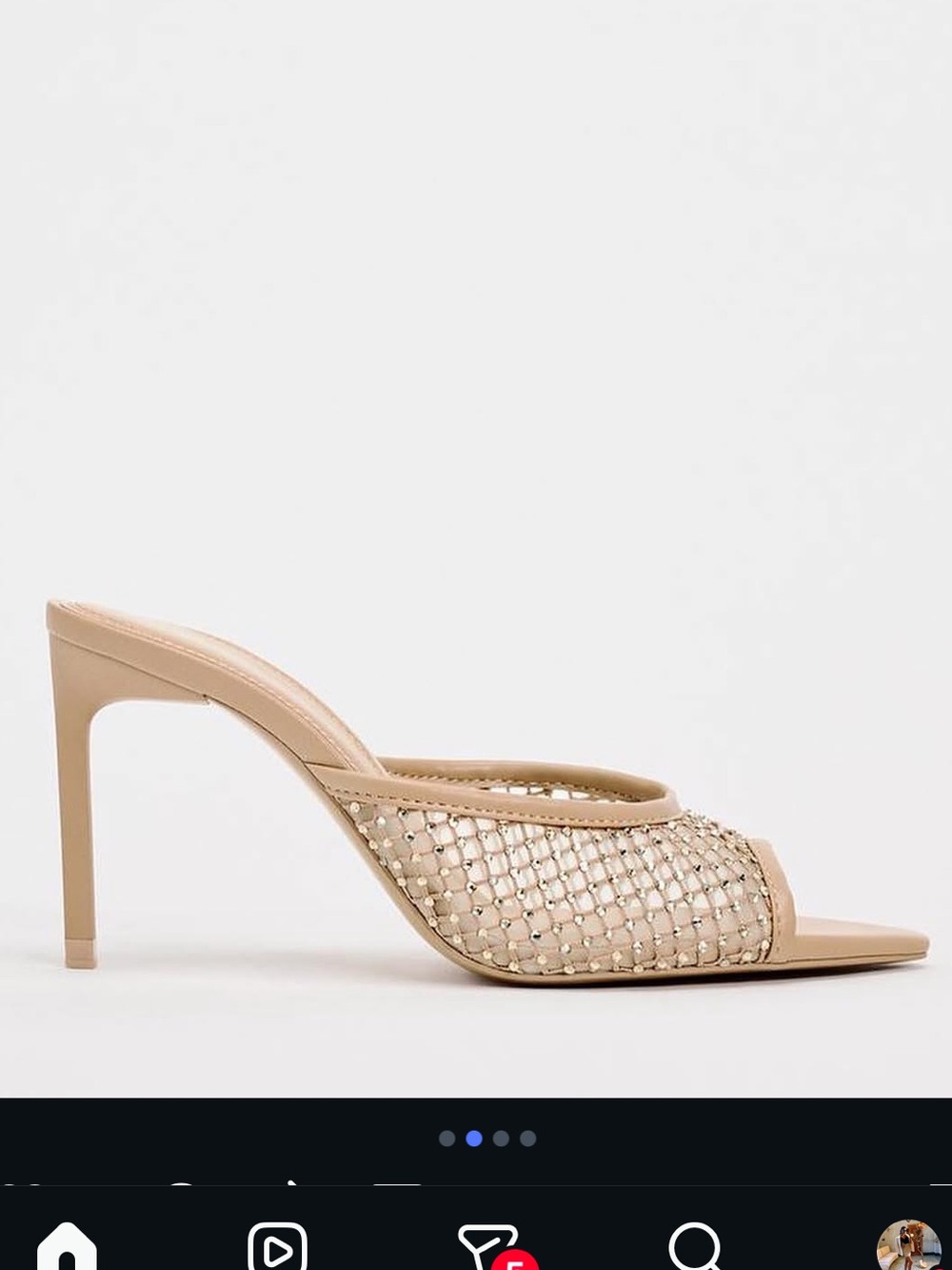 Zara Beige Mesh Open-Toe Mule Heels